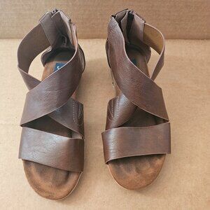 Brown Strappy Ankle Zip Sandals